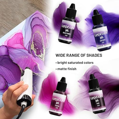 Alcohol Ink Set – Floral Purples – 4 x 0.51 Fl Oz Bottles | Highly Concentrated Dyes, Lightfast, Translucent and Vibrant Colors – For Painting and Epoxy Resin – Made in the EU - color: 12, style: Basic 'A' line