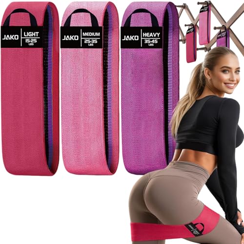 Non-Slip Hip Resistance Bands for Working Out - Fabric Elastic Exercise Bands Strength Training, Physical Therapy, Pilates & Yoga - Booty Workout Bands for Women/Men Legs & Thigh Glutes - color: Red