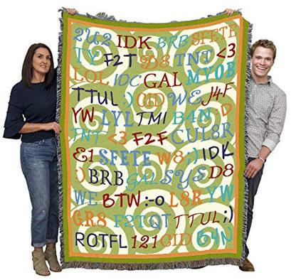 Pure Country Weavers Tween Talk Blanket Tapestry Throw Woven from Cotton - Made in the USA (72x54) - color: Tween Talk