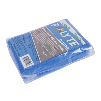 POLYTE Microfiber Non Slip Yoga Mat Towel, Secure Elastic Straps, 24x72 in - color: Blue