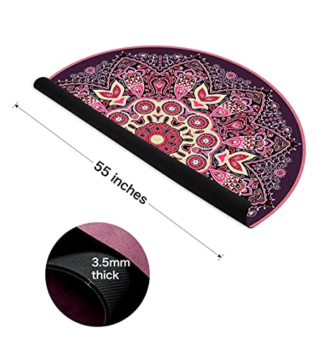 Knsbk Large Round Yoga Mat 4.6'X3.5mm for Exercise Premium Extra Thick, Ultra Comfortable, Non Slip, Meditation Mat - color: pink blossom
