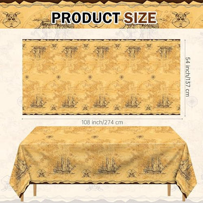 Kochorie 2 Pieces Pirate Party Tablecloth Treasure Map Tablecover Nautical Adventure Plastic Tablecloth Navigation Supplies for Treasure Theme Birthday Party Decorations - style: Pirate