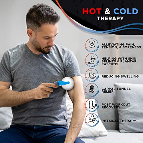 PRIME Fitness Cold Massage Roller Ball | Cold Therapy | Ice Roller Ball with Handle | cryo Stick | Relieve Muscle Pain (Blue) - color: Blue