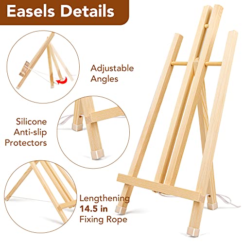 AROIC 8 Pack 15 Inch Wood Easels, Easel Stand for Painting Canvases | Art, and Crafts, Tripod, Painting Party Easel, Kids Student Table School Desktop, Portable Canvas Photo Picture Sign Holder - style: 15"-8p
