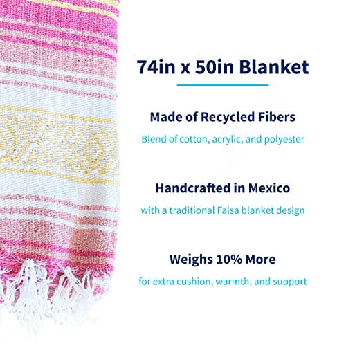 La Montana Bulk Falsa Mexican Blanket, 4 Pack, Coral/Melon/Yellow/White - color: Coral/Melon/Yellow/White