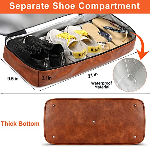 IBFUN Weekender Bags for Women, 21" Travel Duffle Bag with Shoe Compartment - color: C1-Flower