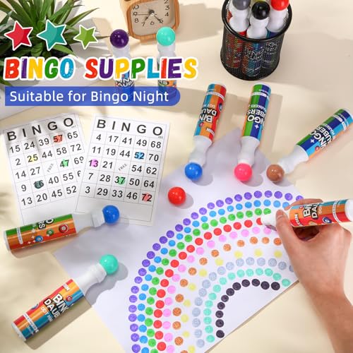 Crtiin 24 Pack 1.28 oz Bingo Daubers Bulk Set, 12 Mixed Colors Dot Markers Paint Daubers, Back to School Gift for Classroom Preschool Bingo Hall Toddler Art Crafts Drawing Activities