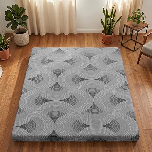 Japanese Floor Mattress,3.5"Thicken Futon Mattress Tatami Mat Queen - color: Ma1-grey Geometric, size: Queen (80" X 60")