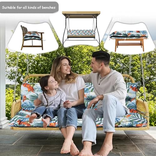Porch Swing Cushion Three Seat Waterproof, Summer, 40 x 71in - color: Summer, size: 40 x 71in