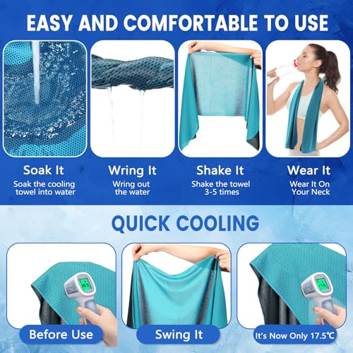 Hosuly 150 Pack Cooling Towels Bulk 40 x 12 Inch Large Chilly Breathable Sweat Sports Cold Towels Sublimation Microfiber Ice Neck Rag for Hot Weather Workout Gym Team Gift (Blue) - color: Blue