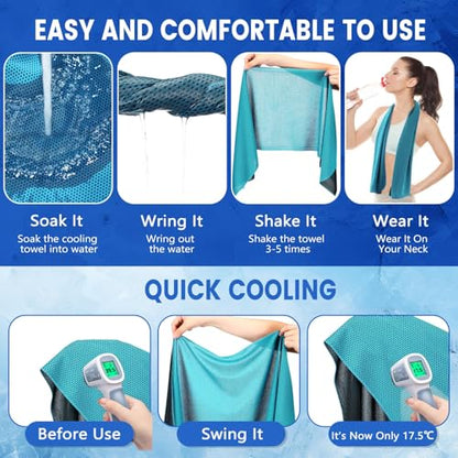 Hosuly 150 Pack Cooling Towels Bulk 40 x 12 Inch Large Chilly Breathable Sweat Sports Cold Towels Sublimation Microfiber Ice Neck Rag for Hot Weather Workout Gym Team Gift (Blue) - color: Blue