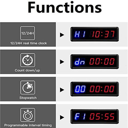 LED Interval Timer Count Down/Up Clock Stopwatch with Remote for Home Gym Fitness - color: Blue+red