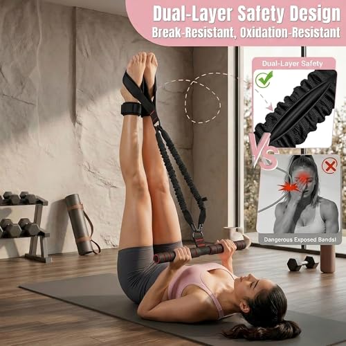 Pedal Resistance Band with Handle for Home Workout Core Fit
