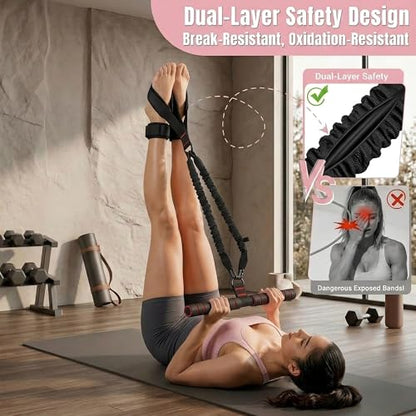 Pedal Resistance Band with Handle for Home Workout Core Fit