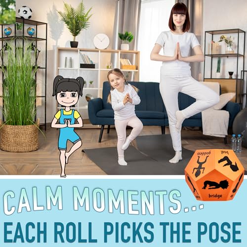 Yoga Dice for Kids, Large 12-Sided Soft Foam Exercise Dice - color: Orange