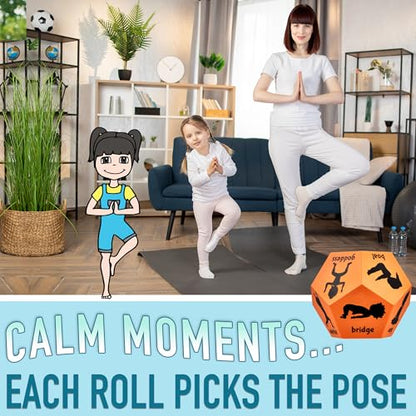 Yoga Dice for Kids, Large 12-Sided Soft Foam Exercise Dice - color: Orange