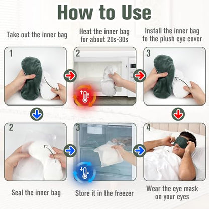 BeHoomi Cooling & Heated Eye Mask, Weighted Eye Mask for Sleeping, Grey - color: Grey