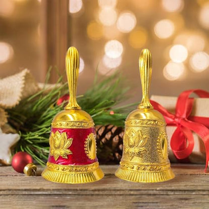 Hourwof Hand Call Bell,Metal Lotus Service Bell for Dinner Wedding - color: Gold
