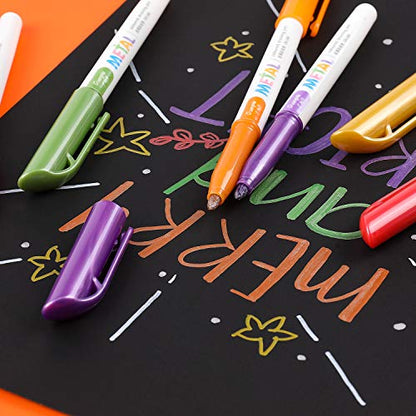 Sunshilor Metallic Markers Medium Point Metallic Marker Pens for Black Paper, Rock Painting, Easter Egg, Halloween Pumpkin, Card Making, Signature, Craft, Set of 12