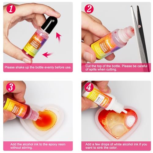 Alcohol Ink Set - 36 Bottles Vibrant Colors High Concentrated Alcohol-Based Ink, Concentrated Epoxy Resin Paint Colour Dye Great for Resin Petri Dish, Coaster, Painting, Tumbler Cup Making(10ml Each)