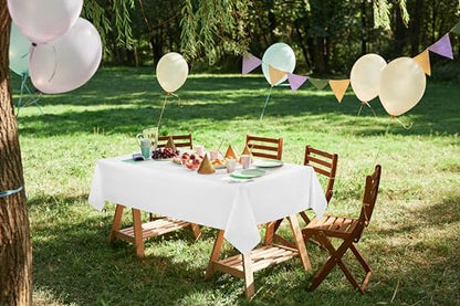 Utopia Kitchen Plastic Table Cloth Disposable [White, 12 Pack] | 54x108 Inch Rectangle Tablecloth Waterproof Stain Resistant Party Table Cover - color: White, size: 54X108 Inch - 12PC