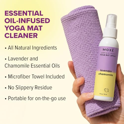 MOXE Yoga Mat Cleaner Spray, Lavender & Chamomile Essential Oil, 4oz - size: 4 Fl Oz (Pack of 1)