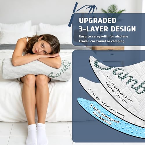 Semi Roll Pillow, Under Knee Pillow | Under Leg Bolster for Lower Back Support, Half Moon Bed Pillow for Leg, Knee,Back Sleeping, 7.8”x 20.4”x 4.8”