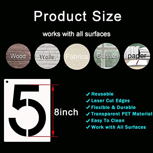 DXCYZ 8 Inch Large Number Stencils Kit 0-9 Address Number Stencil, 10PCS Reusable Plastic Painting Number Templates for Mailbox Signs, Door, Cars, Trucks, Home, Window (8" Tall) - size: 8 Inch