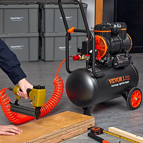VEVOR 6.3 Gallon Air Compressor, 2 HP 3.35 CFM@90PSI Air Compressors with Max. 116PSI Pressure, Oil Free Compressor Tank for Auto Repair, Tire Inflation, Spray Painting, Woodwork Nailing | Oil Free Compressor Tank for Auto Repair, Tire Inflation, Spray Pa