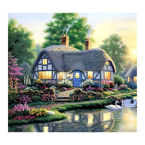 Landscape Diamond Art Kits for Adults: Country Diamond Painting Cottage DIY 5d Diamond Painting Kit Full Drill Landscape Adults' Paint-by-Number Kits Diamond Art Pictures 12 x 12 Inch - color: ZSH-3H, size: landscape