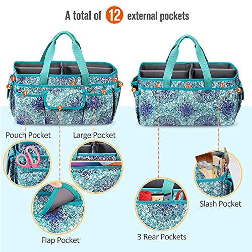 FINPAC Craft Storage Tote Bag with Pockets, Scrapbooking Carrying Case - color: *Emerald Illusions