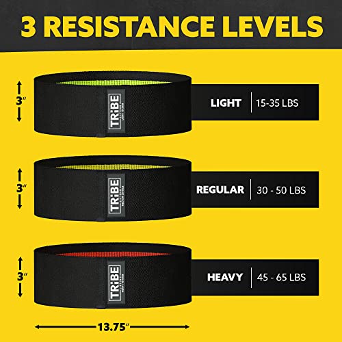 Fabric Resistance Bands for Working Out, 3-Pack for Legs and Glutes - color: Black