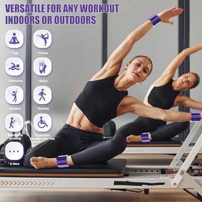 Ankle Wrist Weights for Women 2lbs/4lbs Pairs Adjustable Silicone Weights - color: Gradient Purple, size: 4 lbs Pair (2 lb Each)