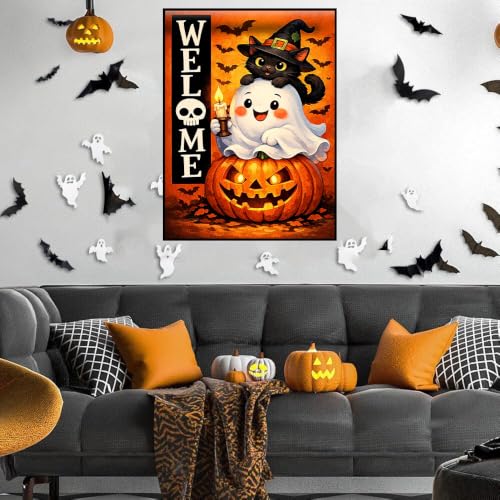 igoodom Halloween Diamond Art Kits for Adults, Cute Halloween Wall Decor | Diamond Painting Kit - Sparkling Full Drill Design Perfect for Home Decor, Holiday Gifting, And Relaxing Crafting 12x16inch - color: MZ3056, size: 11.8x15.7in(30x40cm)