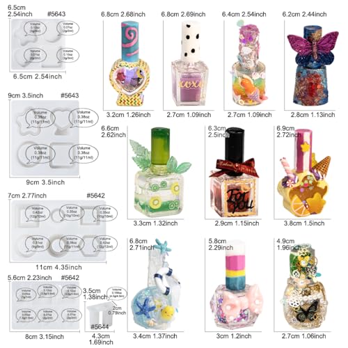 Resin Shaker Bottle Silicone Mold Nail Polish Set of 10 with Manual - color: 10 bottles