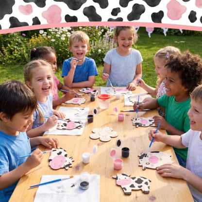 Saypacck 24 Pcs Party Favors Wooden Painting Craft Kits Birthday Party Supplies with Organza Bag for Goodie Bags Fillers Adult Thank You Gifts(Cow) - style: Cow