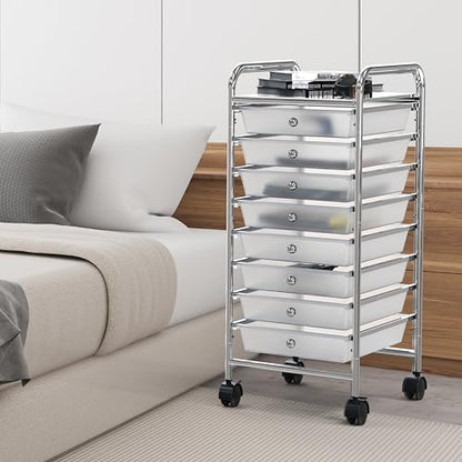 Simple Houseware 8 Drawers Rolling Utility Cart Art Craft Storage, Chrome - color: Chrome, size: 8 Drawers