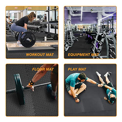 Torin ABPM001BK Interlocking Foam Mat Protective Exercise Workout Puzzle Floor Mat Tiles for Home Gym Equipment - 6 Pieces, 24 Square feet, Black