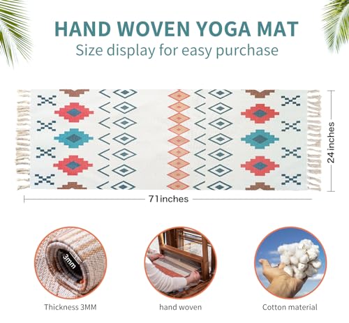 Cifupy Handmade Organic Yoga Mat made with Organic Cotton Yoga Mat - Non Slip Hand-Woven Foldable Yoga Rug Provides Excellent Comfort, Traction & Support for Indoor & Outdoor Use - 24 x 72 Inches - color: 100% Organic - KaTongJiHe