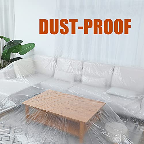 10 Pieces Plastic Drop Sheets for Painting, Waterproof and Dust-Proof Clear Cloth for Furniture Cover, 9x12 Feet Tarps - size: 10 Pieces