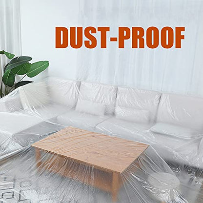 10 Pieces Plastic Drop Sheets for Painting, Waterproof and Dust-Proof Clear Cloth for Furniture Cover, 9x12 Feet Tarps - size: 10 Pieces