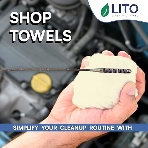 Shop Towels| Multipurpose Commercial and Residential Shop Cleaning| Car Wash, Polish, Housewares, Microwave, Coffee Machine, Restaurant, Bathrooms, Electronics, Auto Garage | 50 Pack 14"x12" Natural - color: Natural, size: 14"x12"-Pack of 50