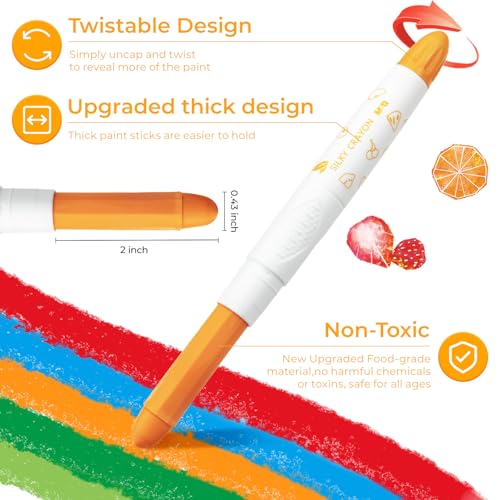 M&G 12-Color Tempera Paint Sticks for Kids, Food-Grade, Washable, Fast Dry | Food-Grade Kids’ Paint Sticks That Dry Fully in 90 Seconds and Wash Clean with Soap and Water - color: 12 colors