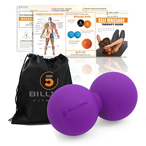 5BILLION FITNESS Peanut Massage Ball,Double Lacrosse Ball and Mobility Massage Ball for Physical Therapy - Deep Tissue Massage Tool for Myofascial Release, Muscle Relaxer, Acupoint Massage (Purple) - color: Purple