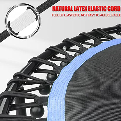 Newan 40"-48" Silent Mini Trampoline Fitness Trampoline Bungee Rebounder Jumping Cardio Trainer Workout for Adults-Max Limit 330lbs - color: 48" Round Blue (NO Handle)