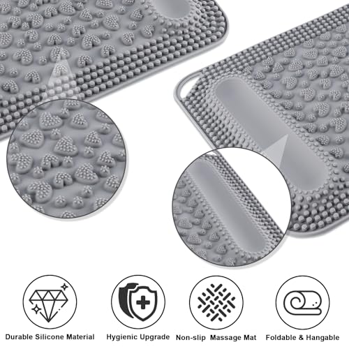 Kalolary Silicone Foot Massage Acupressure Mat with 2 Massage Balls - color: Cool Gray