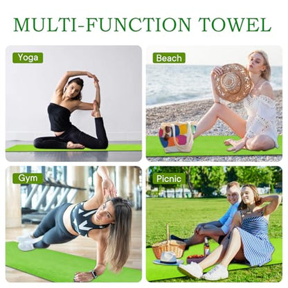 Yoga Towels, Non Slip Hot Yoga Mat Towel with Grip Dots,Super-Absorbent Soft Microfiber Yoga Blanket for Pilates, Fitness and Workout 72inch x 24inch - color: Green