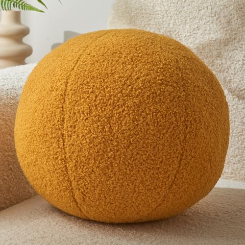 Ball Pillow,Yellow Round Throw Pillow 11.8 Inches - color: Khaki Ball