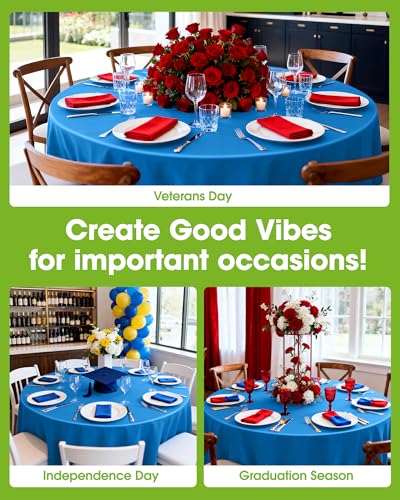 Pureegg Plastic Table Cloth Disposable 8 Pack, 84 Inch Round, Blue | Graduation Party, Class of 2026, Leakproof & Sturdy, Blue, Round Tablecloth - color: Blue, size: 84" Round