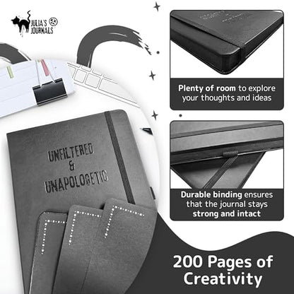 Julia's Journals Black Paper Journal for Writing or Sketch - 200 Pages (100 Sheets) - 100 GSM - A5 Note Book